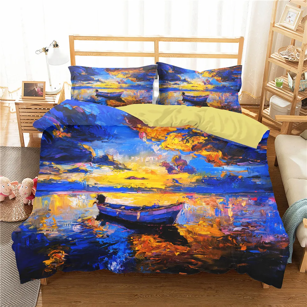 Double Bedspread 3D Boat in the Lake Oil Painting Home Textile with Pillowcases Duvet Cover Bedroom Clothes
Double Bedspread 3D Boat in the Lake Oil Painting Home Textile with Pillowcases Duvet Cover Bedroom Clothes