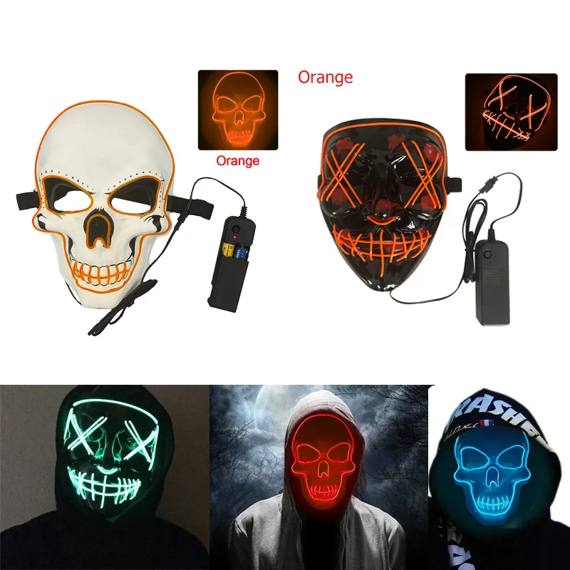 

Led Mask Halloween Party Masque Masquerade Masks Neon Maske Light Glowing Cosplay Led Costume Mask EL Wire Light up Rave Party