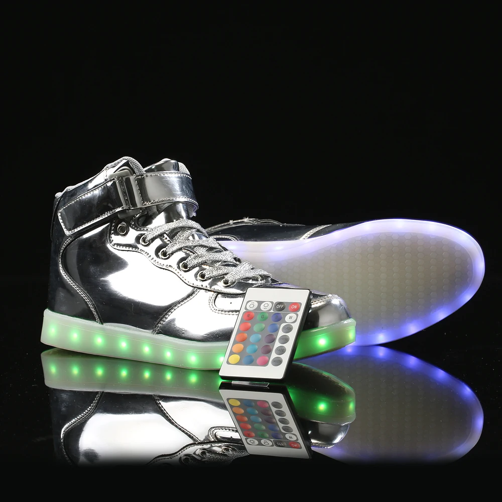 Фото Remote LED Shoes Mens USB Charge Boy&ampGirl Slippers Luminous Sneakers Glowing Silver Footwear Flashing With Light | Обувь