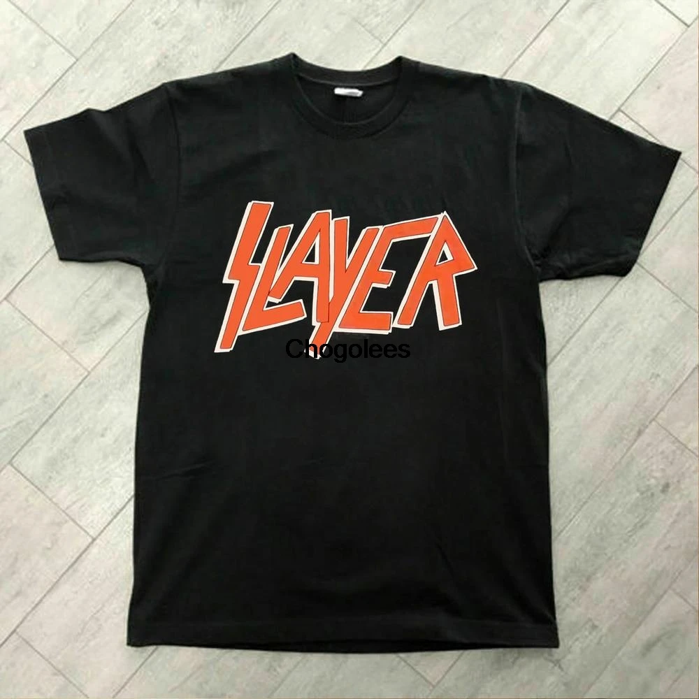 80s Slayer красный логотип металлический ремешок 1981 VTG футболка |