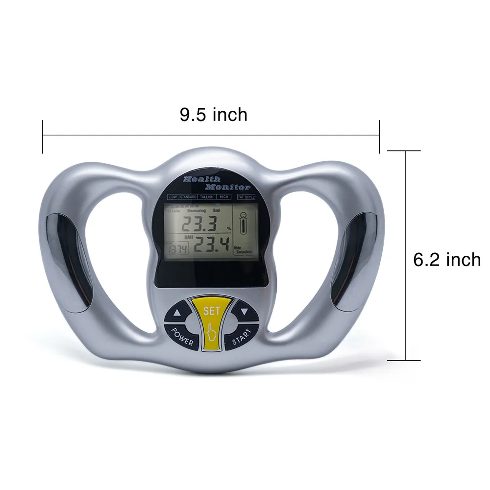 Wireless Portable Digital LCD Screen Handheld BMI Tester Body Fat Monitors Health Care Analyzer Fat Meter Detection 24*16.5*3CM 
Wireless Portable Digital LCD Screen Handheld BMI Tester Body Fat Monitors Health Care Analyzer Fat Meter Detection 24*16.5*3CM