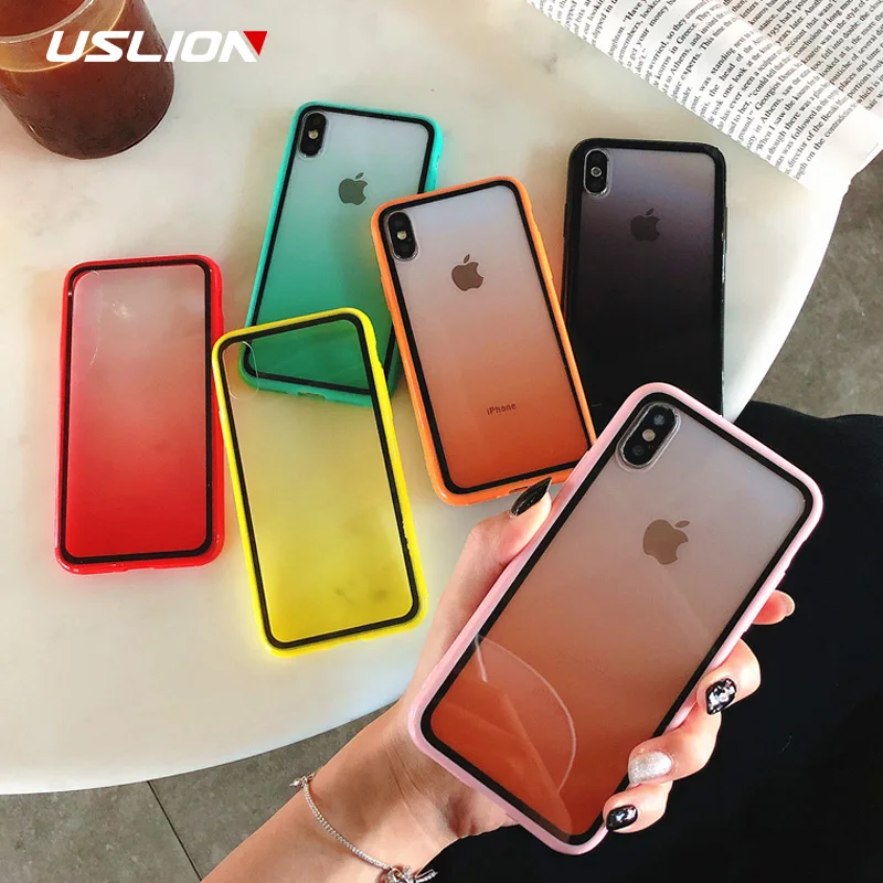 USLION Transparent Gradient Phone Case For iPhone X XR XS Max Clear Case For iPhone 7 8 6 6s Plus Soft Acrylic Back Cover Fundas
USLION Transparent Gradient Phone Case For iPhone X XR XS Max Clear Case For iPhone 7 8 6 6s Plus Soft Acrylic Back Cover Fundas