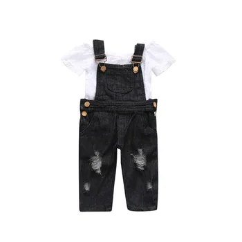 1-5 Years Baby Clothes Set Girls Kids Off Shoulder Tops + Ripped Jeans Bib Pants Summer Clothes
1-5 Years Baby Clothes Set Girls Kids Off Shoulder Tops + Ripped Jeans Bib Pants Summer Clothes