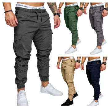 

Spring and summer men's fashion tether elasticated elastic expansion pants pure color simple business casual pants