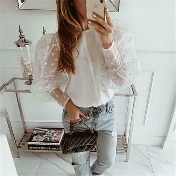 Women Mesh Sheer Blouse See-through Long Sleeve Top Shirt Blouse Fashion Office Lace Transparent White Shirt Female Blusas
Women Mesh Sheer Blouse See-through Long Sleeve Top Shirt Blouse Fashion Office Lace Transparent White Shirt Female Blusas