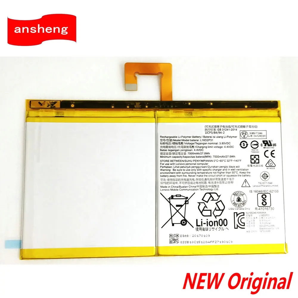 Original High Quality 7000mAh L16D2P31 battery for Lenovo L16D2P31 TAB4 PLUS TB-X704F Tablet PC battery
Original High Quality 7000mAh L16D2P31 battery for Lenovo L16D2P31 TAB4 PLUS TB-X704F Tablet PC battery
