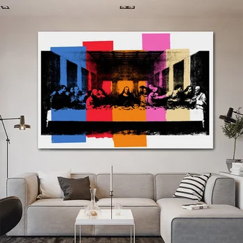 

noframe Andy Warhol DETAIL OF THE LAST SUPPER Canvas Painting Classic Art Wall Picture For Living Room Bedroom Modern Decoration