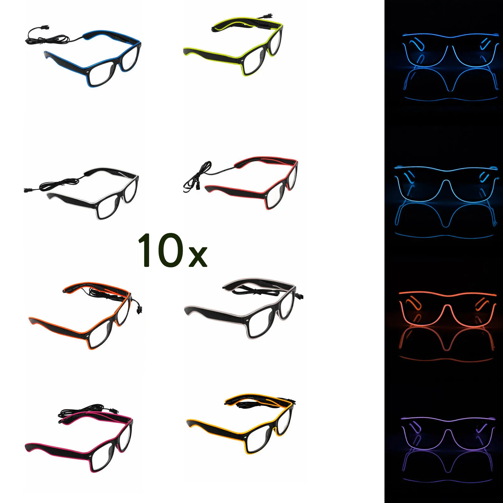 10PCS/LOT Flashing Glasses EL Wire LED Glasses Glowing Party Supplies Lighting Gift Bright Light Festival Party Glow Sunglasses
10PCS/LOT Flashing Glasses EL Wire LED Glasses Glowing Party Supplies Lighting Gift Bright Light Festival Party Glow Sunglasses