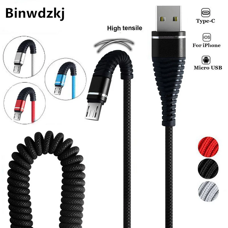 Spring Micro USB Cable For iPhone Samsung Fast Charging Data Wire Cord Charger USB Type C 1.2m Retractable Mobile Phone Cables
Spring Micro USB Cable For iPhone Samsung Fast Charging Data Wire Cord Charger USB Type C 1.2m Retractable Mobile Phone Cables