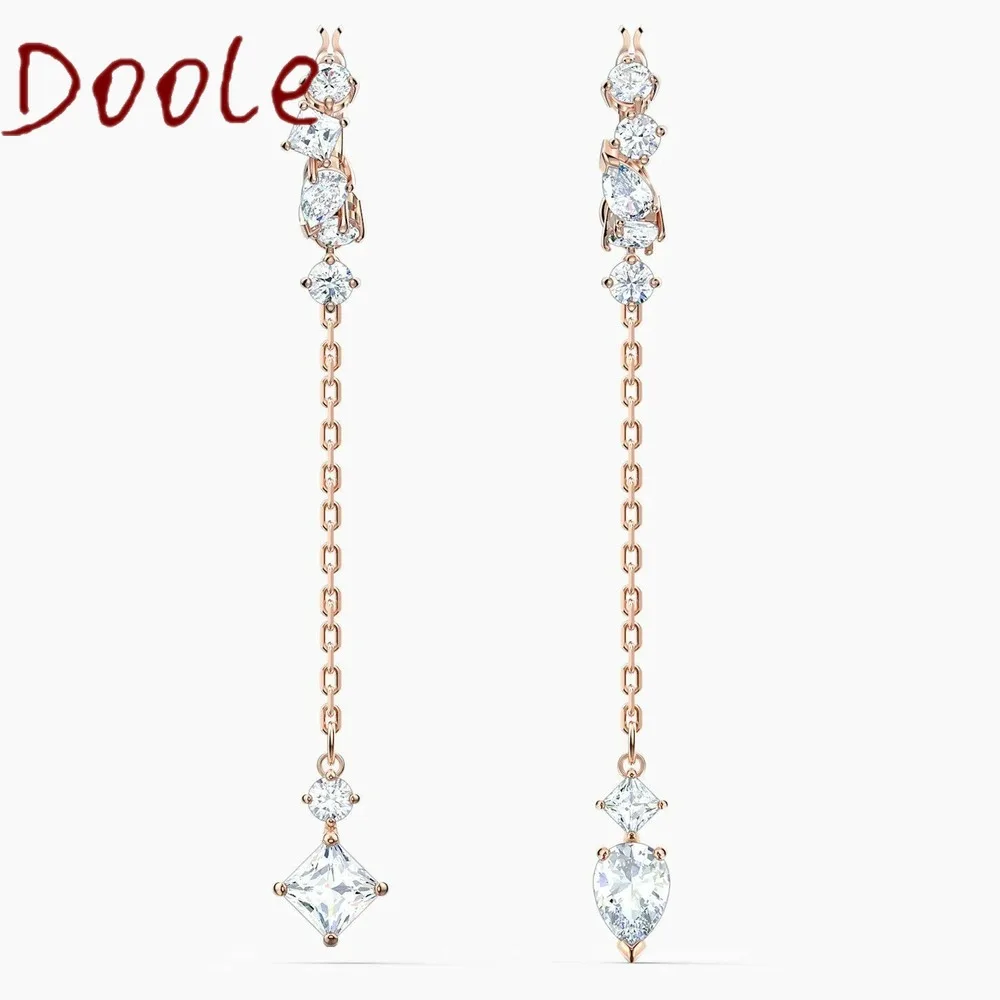 High Quality SWA Fashion Jewelry Charm Rose Gold Crystal Ear Line Detachable Piercing Dual Purpose Dangle Earrings For Women
High Quality SWA Fashion Jewelry Charm Rose Gold Crystal Ear Line Detachable Piercing Dual Purpose Dangle Earrings For Women
