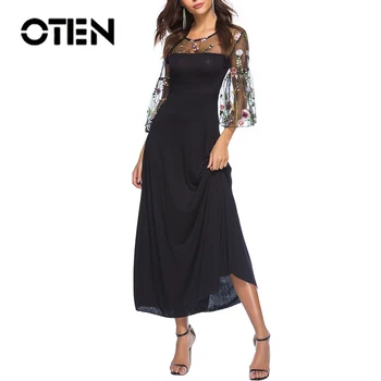 OTEN Three Quarter Sleeves Embroidery 2019 Autumn Casual Women Dress Simple Cotton Patchwork Lace Black Party Femme Robe Loose
OTEN Three Quarter Sleeves Embroidery 2019 Autumn Casual Women Dress Simple Cotton Patchwork Lace Black Party Femme Robe Loose