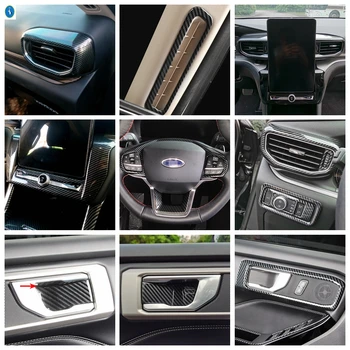 ABS Carbon Fiber Interior For Ford Explorer 2020 2021 AC Vent Outlet / Head Lights Lamps Button Panel / Door Handle Cover Trim 
ABS Carbon Fiber Interior For Ford Explorer 2020 2021 AC Vent Outlet / Head Lights Lamps Button Panel / Door Handle Cover Trim