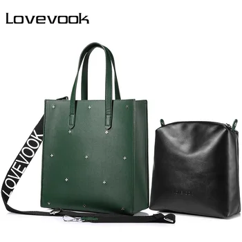 

LOVEVOOK women handbags high quality PU female shoulder messenger bags tote large capacity famous brands luxury designer Black