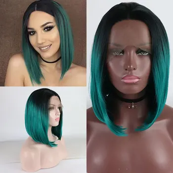 Bombshell Black Gradient Green 13*3 Synthetic Lace Front Short Bob Straight Hair Wig No Rubber Heat Resistant Ladies Party Wig
Bombshell Black Gradient Green 13*3 Synthetic Lace Front Short Bob Straight Hair Wig No Rubber Heat Resistant Ladies Party Wig