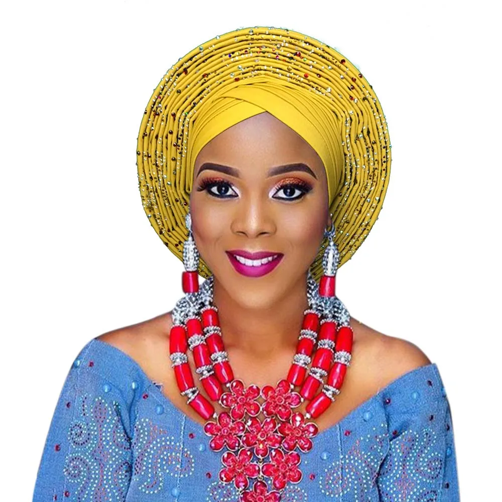 African auto gele headtie nigerian headwrap for wedding party (11)