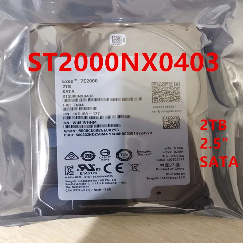 

New Original HDD For Seagate 2TB 2.5" SATA 6 Gb/s 128MB 7200RPM For Internal HDD For Enterprise Class HDD For ST2000NX0403