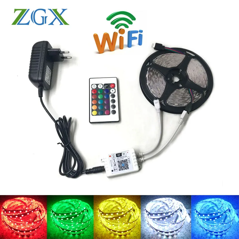 ZGX 5050 RGB LED strip wifi controller rgb led light wireless ribbon tape smart Led light Diode DC 12V adapter set flexible 15m
ZGX 5050 RGB LED strip wifi controller rgb led light wireless ribbon tape smart Led light Diode DC 12V adapter set flexible 15m