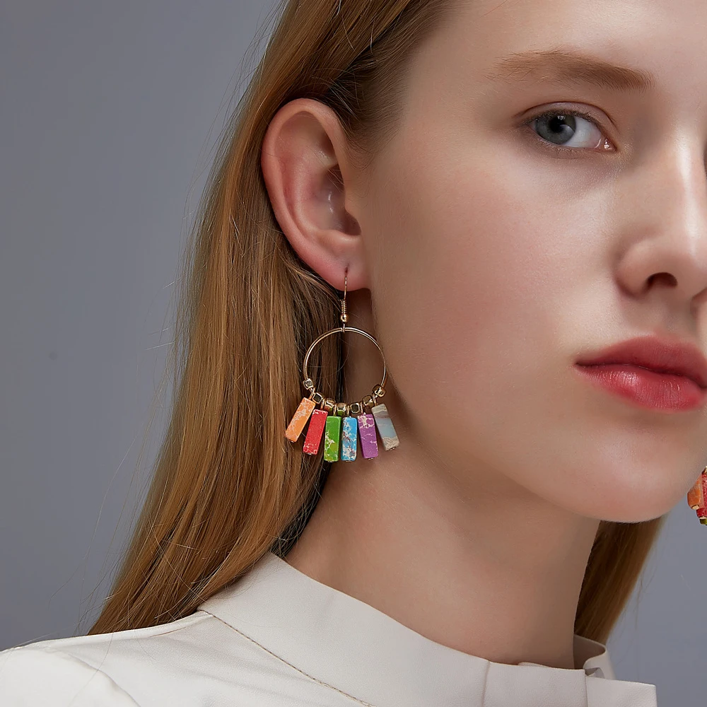 Chakra Earrings for Women Colorful Natural Stones Gold Color Beads Dangle Earrings Designer Boho Drop Earring Gifts Dropshipping
Chakra Earrings for Women Colorful Natural Stones Gold Color Beads Dangle Earrings Designer Boho Drop Earring Gifts Dropshipping