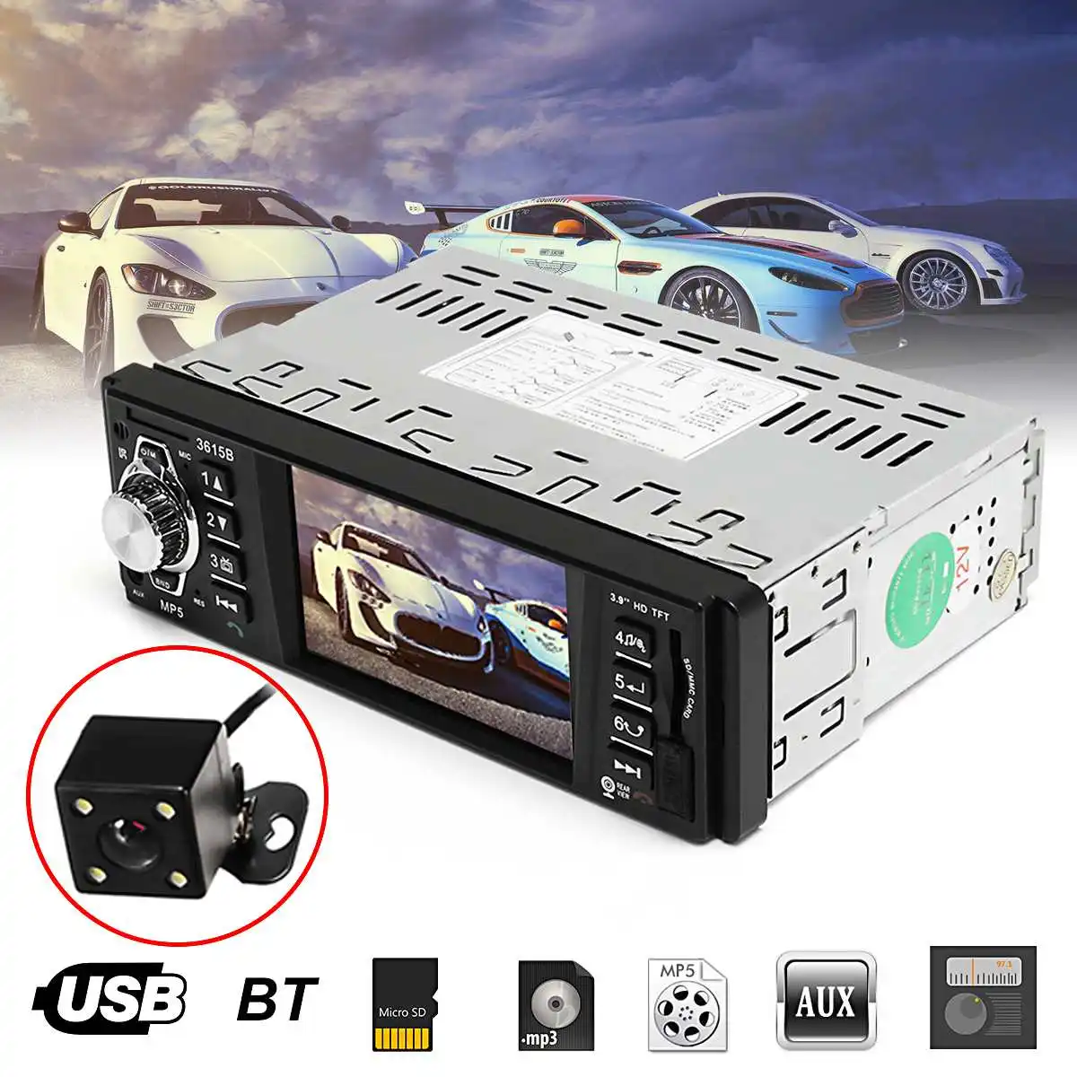 12V 3.6" HD Car Auto TFT Mp5 Player Screen Display Radio Stereo bluetooth FM USB SD AUX LED Rear View Camera Night Vision
12V 3.6" HD Car Auto TFT Mp5 Player Screen Display Radio Stereo bluetooth FM USB SD AUX LED Rear View Camera Night Vision