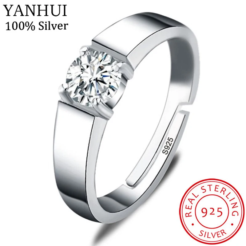 YANHUI Luxury Men Original 925 Solid Silver Resizable Ring 5mm 0.75ct Diamant Wedding Ring Opening Can Be Adjusted Size MJZ043
YANHUI Luxury Men Original 925 Solid Silver Resizable Ring 5mm 0.75ct Diamant Wedding Ring Opening Can Be Adjusted Size MJZ043