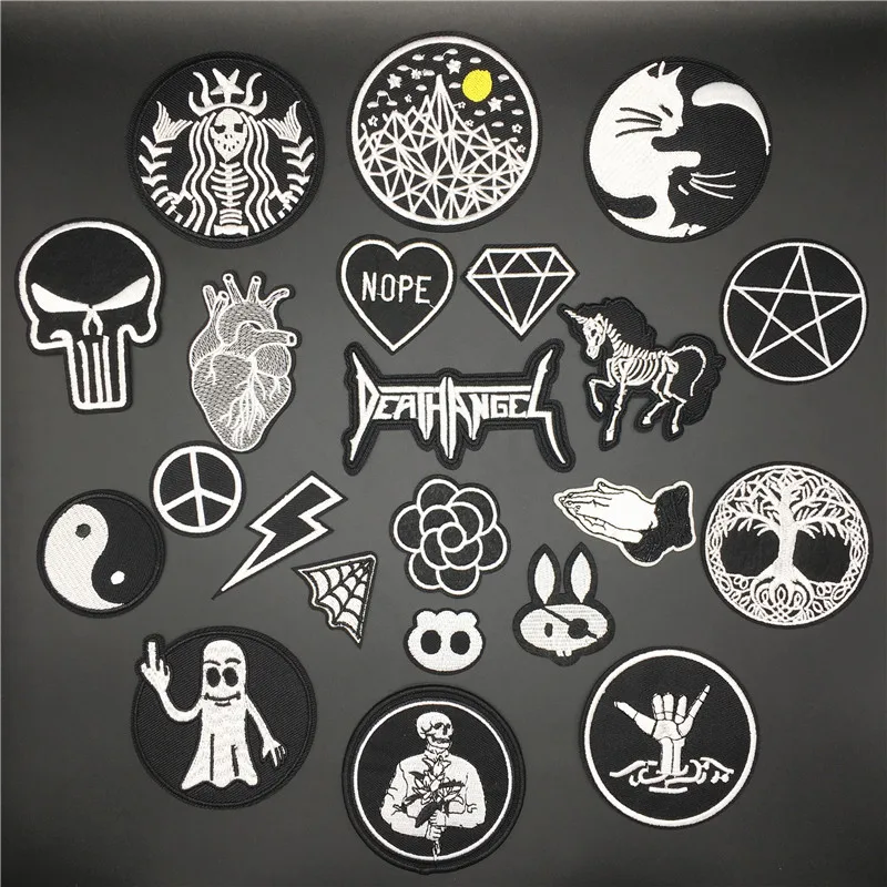 Fashion Black Punk Skull Patches Iron on Clothing Stranger Things Patch Applique for Clothes Jacket Jeans Embroidery
Fashion Black Punk Skull Patches Iron on Clothing Stranger Things Patch Applique for Clothes Jacket Jeans Embroidery