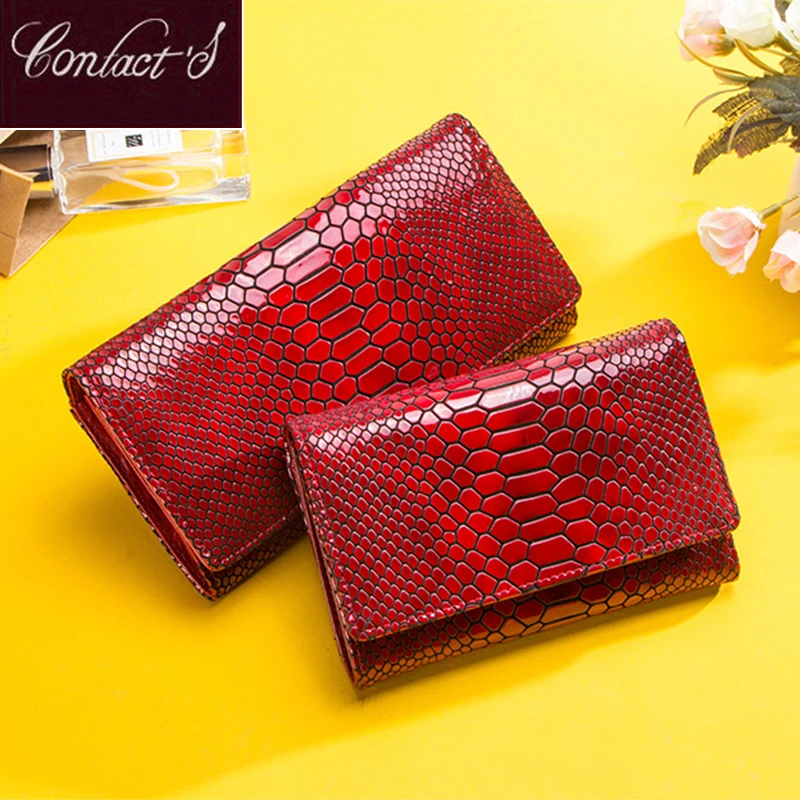 Contact's Women Genuine Leather Wallets RFID Card Wallet Female Zipper Pouch Ladies Wallet Red Portomonee Clamp For Money Bag
Contact's Women Genuine Leather Wallets RFID Card Wallet Female Zipper Pouch Ladies Wallet Red Portomonee Clamp For Money Bag