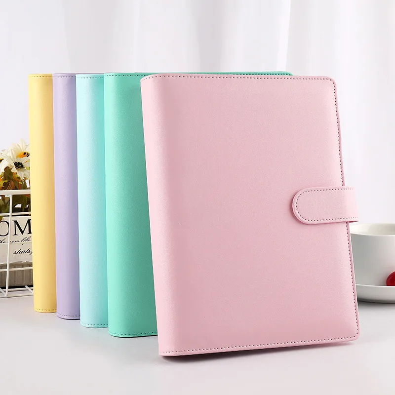 

Macaroon Color A6/A5 PU Leather DIY Binder Notebook Cover Diary Agenda Planner Paper Cover School Stationery