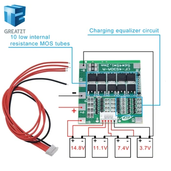 GREATZT New Arrival 4S 30A 14.8V Li-ion Lithium 18650 Battery BMS Packs PCB Protection Board Balance Integrated Circuits
GREATZT New Arrival 4S 30A 14.8V Li-ion Lithium 18650 Battery BMS Packs PCB Protection Board Balance Integrated Circuits