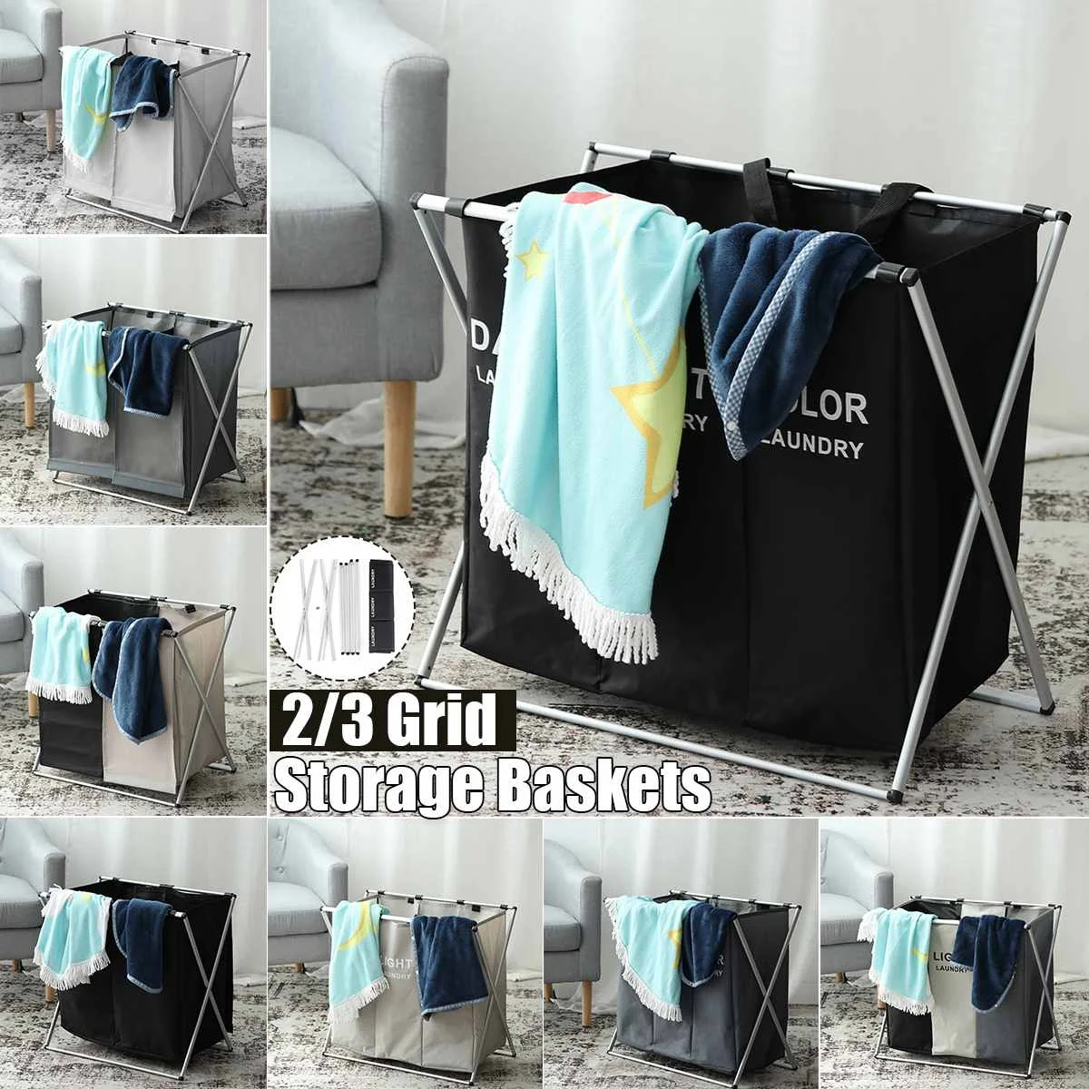 Foldable Laundry Basket Organizer For Dirty Clothes Laundry Hamper large sorter Two Or Three Grids Collapsible Folding Basket
Foldable Laundry Basket Organizer For Dirty Clothes Laundry Hamper large sorter Two Or Three Grids Collapsible Folding Basket