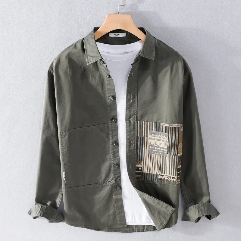 New arrival long-sleeved casual patchwork cotton shirts men brand fashion green shirt for men top mens chemise homme ropa hombre
New arrival long-sleeved casual patchwork cotton shirts men brand fashion green shirt for men top mens chemise homme ropa hombre