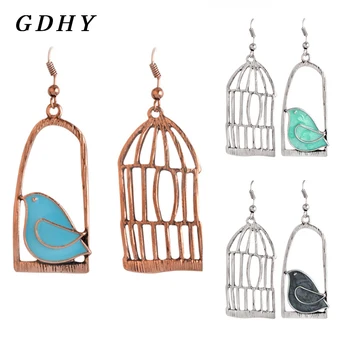 GDHY Creative Birdie And Birdcage Earrings Bronze Irregular Design Vintage Enamel Feminine Charm Earrings Fashion Gift kolczyki
GDHY Creative Birdie And Birdcage Earrings Bronze Irregular Design Vintage Enamel Feminine Charm Earrings Fashion Gift kolczyki