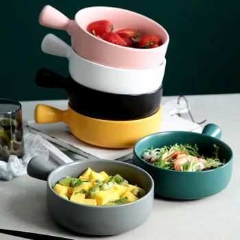 650ML Nordic Solid Round Ceramic Plate Heat-resistant Handle Baking Tray Porcelain Breakfast Fruit Salad Plate Cake Dessert Dish
650ML Nordic Solid Round Ceramic Plate Heat-resistant Handle Baking Tray Porcelain Breakfast Fruit Salad Plate Cake Dessert Dish