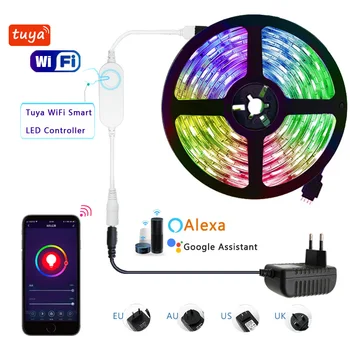 Smart Wireless Tuya WIFI LED Strip Light 5050 60LED/m 12V RGB LED Light Dimmable Work with Alexa Google Assistant Voice Control
Smart Wireless Tuya WIFI LED Strip Light 5050 60LED/m 12V RGB LED Light Dimmable Work with Alexa Google Assistant Voice Control