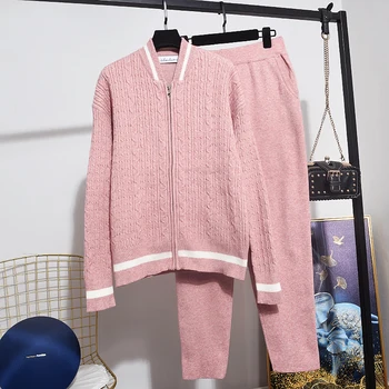 Korean Casual Sports Tracksuit Women Knitted Sweater Long Pants Two Piece Set Loose Pink Knit Cardigan Trousers Female Outfits
Korean Casual Sports Tracksuit Women Knitted Sweater Long Pants Two Piece Set Loose Pink Knit Cardigan Trousers Female Outfits