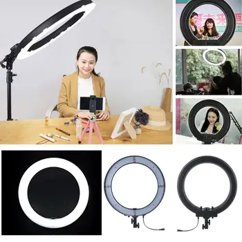 Photographic Lighting Dimmable Camera Portrait Studio Ring Lamp Video Light With Tripod Stand RL-18LED EU Plug
Photographic Lighting Dimmable Camera Portrait Studio Ring Lamp Video Light With Tripod Stand RL-18LED EU Plug