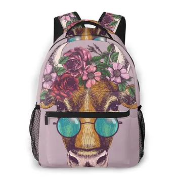 Women Backpack School Bag for Teenage Girls Cow With Floral Wreath Sunglasse Female Laptop Notebook Bagpack Travel BackPack 2020
Women Backpack School Bag for Teenage Girls Cow With Floral Wreath Sunglasse Female Laptop Notebook Bagpack Travel BackPack 2020