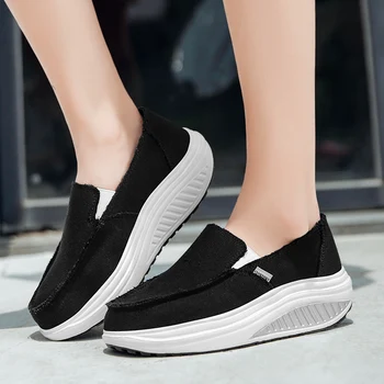 Women Tennis Shoes Thick bottom Wedges Platform Sneakers Comfortable Breathe canvas Trainers Slip On Sock Footwear Walking Shoes 
Women Tennis Shoes Thick bottom Wedges Platform Sneakers Comfortable Breathe canvas Trainers Slip On Sock Footwear Walking Shoes