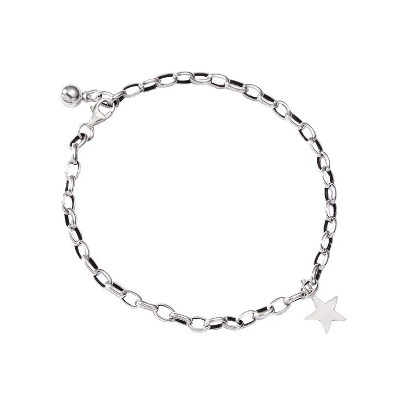 

2021 summerNew S925 Sterling Silver Star Pendant Bracelet Anklet Adjustable Personalized Creative Design Women's Bracelet Anklet