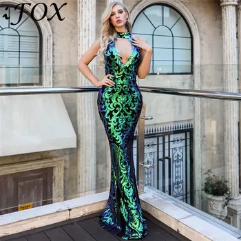 2020 New Arrival Turtleneck Illusion Women Dress Sexy Sleeveless Open Back Fluorescent Green Sequined Maxi Party Dress
2020 New Arrival Turtleneck Illusion Women Dress Sexy Sleeveless Open Back Fluorescent Green Sequined Maxi Party Dress