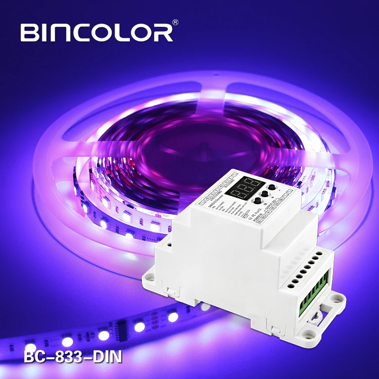New BC-833-DIN DIN Rail DC12 24V 8A*3CH output,3CH Constant voltage DMX512/1990 Decoder controller for led strip light lamp
New BC-833-DIN DIN Rail DC12 24V 8A*3CH output,3CH Constant voltage DMX512/1990 Decoder controller for led strip light lamp
