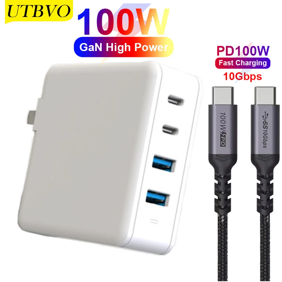 UTBVO GaN 100W USB C Power Adapter, PD Wall Charger Dual USB-C PD3.0 USB-A QC3.0 for Type C Laptop MacBook Pro Air iPhone 12 11
UTBVO GaN 100W USB C Power Adapter, PD Wall Charger Dual USB-C PD3.0 USB-A QC3.0 for Type C Laptop MacBook Pro Air iPhone 12 11