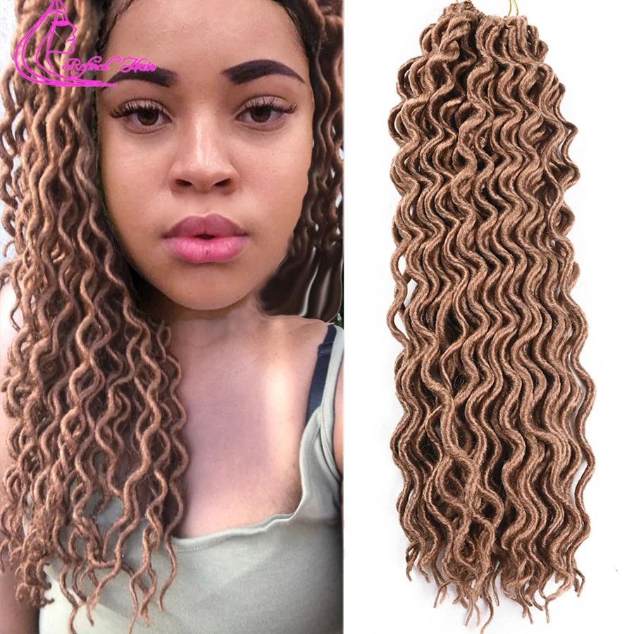 Refined Hair 18Inch Long Goddess Locs Crochet Braids Synthetic Braiding Extensions Faux Curly Braid 24 Strands/piece | Шиньоны и парики