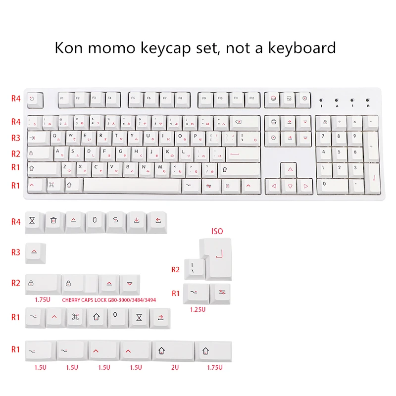 133 Keys/set Red Japanese Keycaps PBT Dye Sublimation Key Caps With ISO Enter 1.75U 2U Shift Cherry Profile Kon Momo Keycap | Компьютеры и