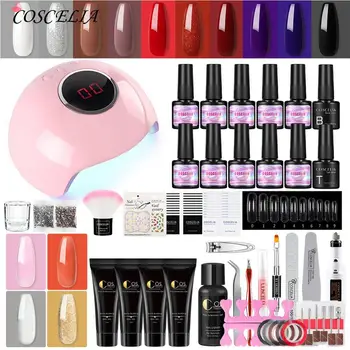 

COSCELIA Poly Nail Gel Polish Set Full Manicure Set With 36W UV Led Lamp Nail Drill Machine Brush Soak Off Nail Art Tools Kit