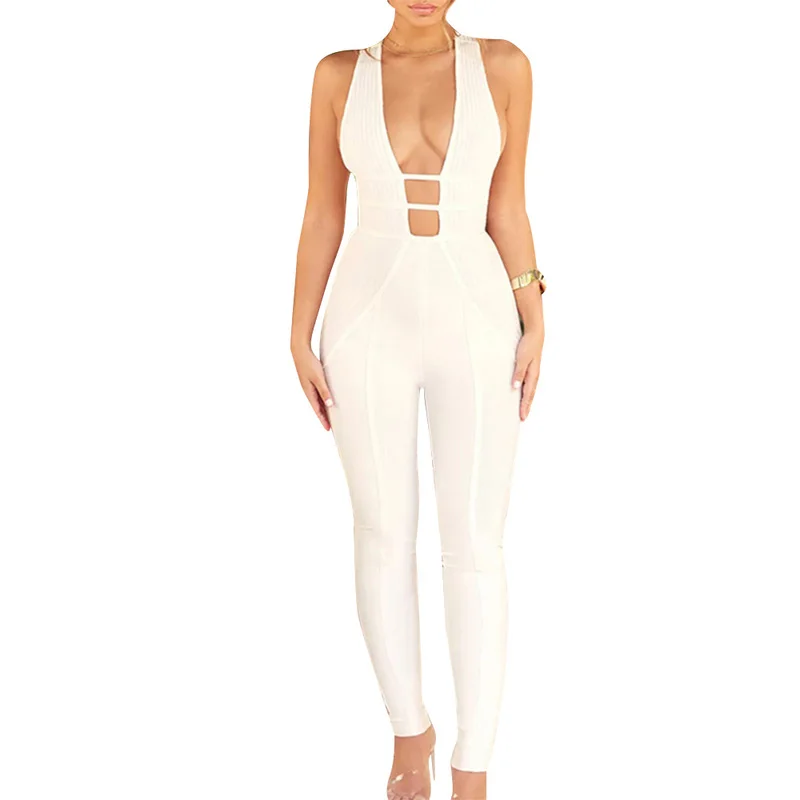 Streetwear Jumpsuit Female Sexy Costume Casual Skinny Solid V-neck Sleeveless Fashion Nova Woman White Bodysuit Autumn Jumpsuit
Streetwear Jumpsuit Female Sexy Costume Casual Skinny Solid V-neck Sleeveless Fashion Nova Woman White Bodysuit Autumn Jumpsuit