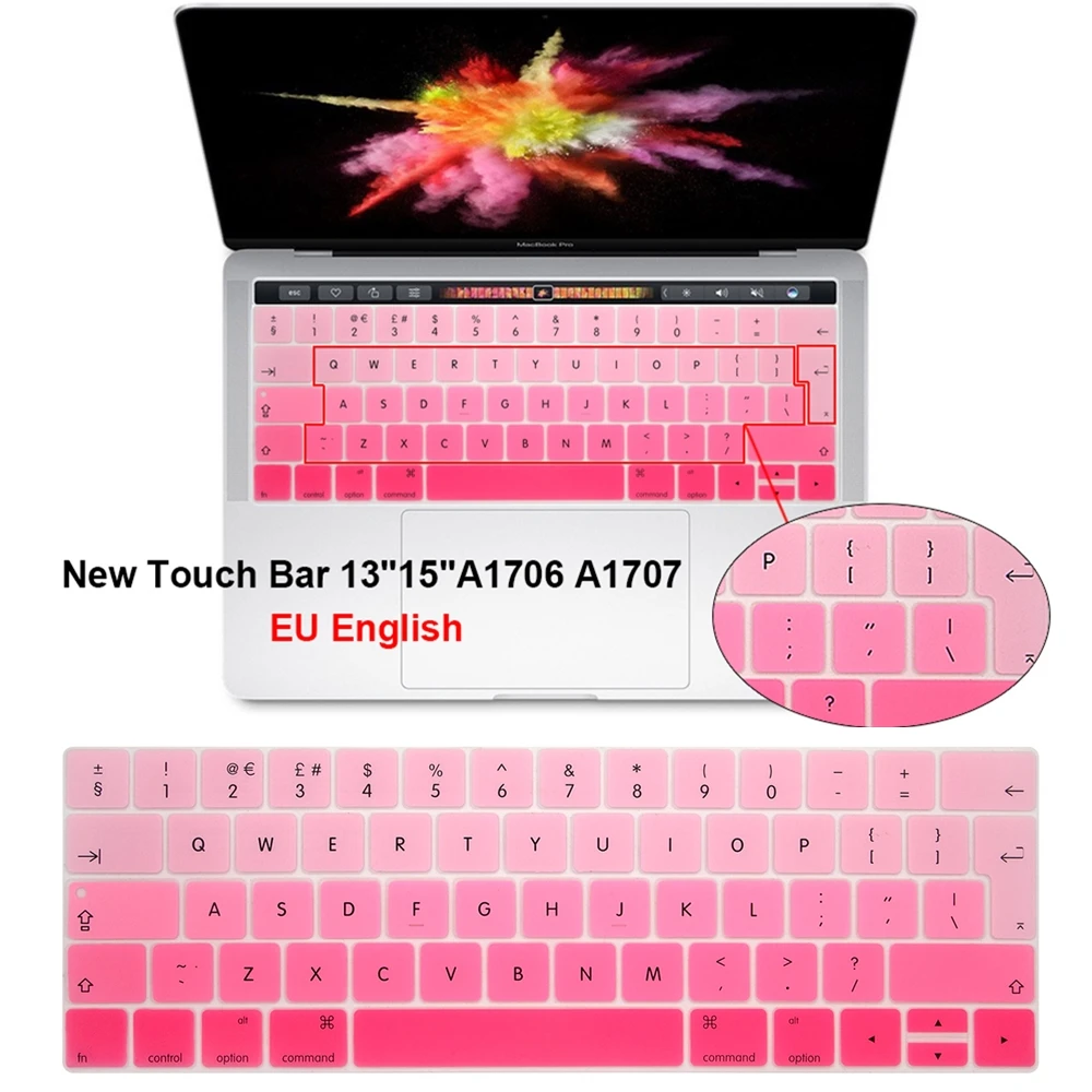 English EU Keyboard Cover Skin Protector Film For Macbook Pro 13.3 A1706 A1989 and 15.4 Inch A1707 A1990 with Touch Bar
English EU Keyboard Cover Skin Protector Film For Macbook Pro 13.3 A1706 A1989 and 15.4 Inch A1707 A1990 with Touch Bar