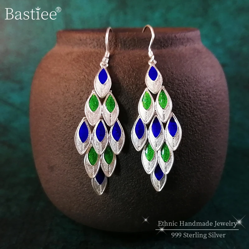 Bastiee 999 Sterling Silver Drop Feather Earrings For Women Earing Cloisonne Enamel Luxury Jewelry Green Blue Ethnic Handmade
Bastiee 999 Sterling Silver Drop Feather Earrings For Women Earing Cloisonne Enamel Luxury Jewelry Green Blue Ethnic Handmade