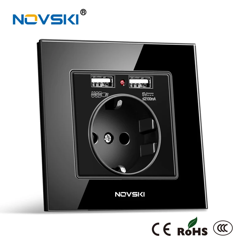 EU Standard розетка с usb 2A Wall Charger Outlet Socket Grounded 16A Power AC 110-250V Schuko F Plug French Type, 86*86mm NOVSKI
EU Standard розетка с usb 2A Wall Charger Outlet Socket Grounded 16A Power AC 110-250V Schuko F Plug French Type, 86*86mm NOVSKI
