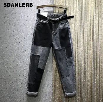 Casual Denim Pants Women's 2020 Spring New High-Waist Loose-Fit Color Panel Harem Denim Pants Jeans Female Streetwear Jean
Casual Denim Pants Women's 2020 Spring New High-Waist Loose-Fit Color Panel Harem Denim Pants Jeans Female Streetwear Jean