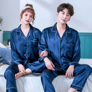 2PCS Pajamas Suit Sleepwear Solid Colour Sweet Couple Night Wear Full Sleeve Nightgown Turn-Down Collor Long Home Clothing
2PCS Pajamas Suit Sleepwear Solid Colour Sweet Couple Night Wear Full Sleeve Nightgown Turn-Down Collor Long Home Clothing